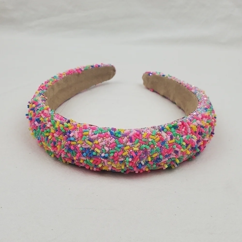 Sponge confetti wide pink multi color headband hair accessories